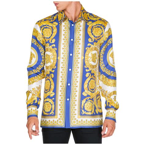 versace men's collared shirt|Versace long sleeve shirt men.